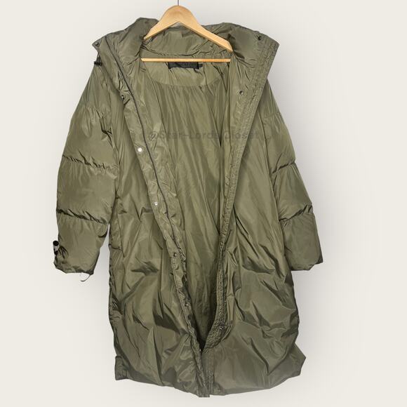Jenni Kayne Down Long Puffer Coat | XXL Plus Size | Green Feather Winter Jacket - Picture 7 of 12